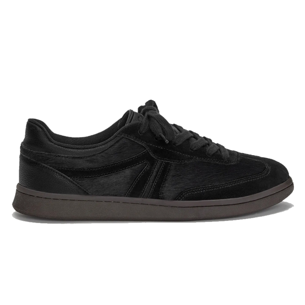 Pull&Bear-PB2243-Leather Retro Trainers-Black